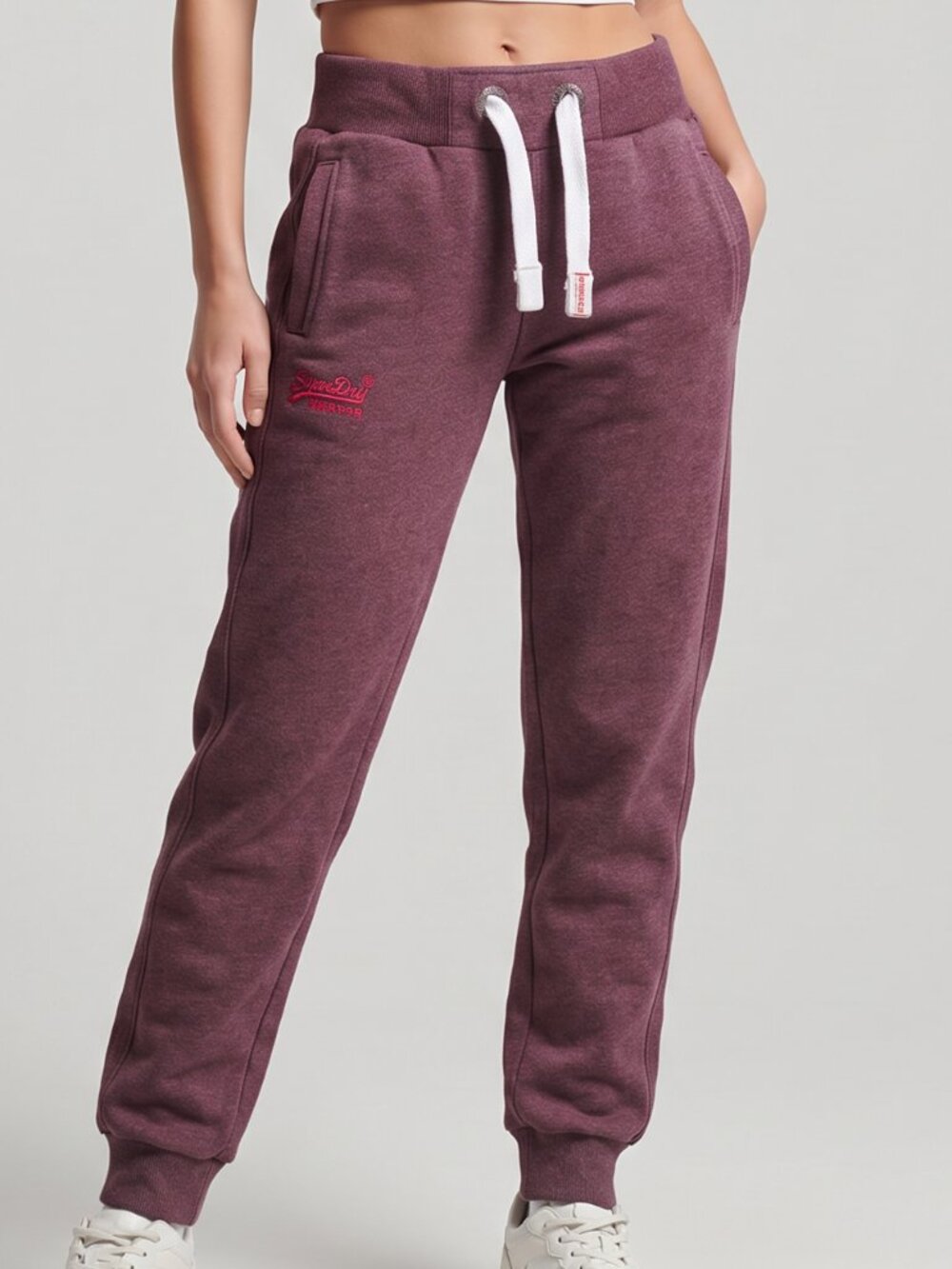 Superdry Orange Label Heavyweight Fleece Joggers Small Burgundy Marl